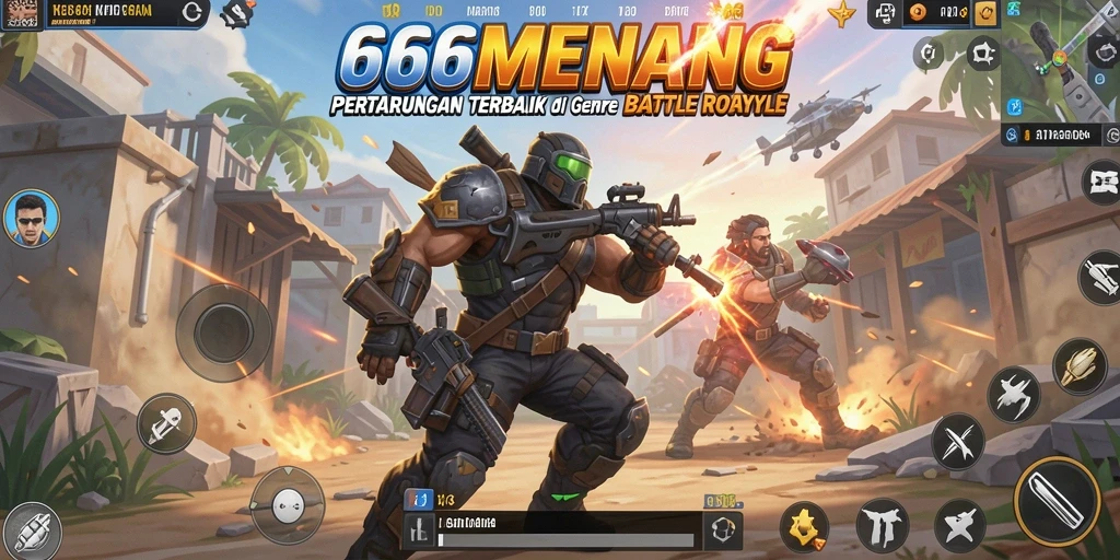 Screenshot dari gameplay 666MENANG menampilkan pertarungan seru Battle Royale.