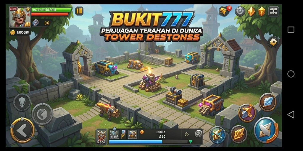 Tampilan gameplay menawan dari BUKIT777 dalam aksi Tower Defense.