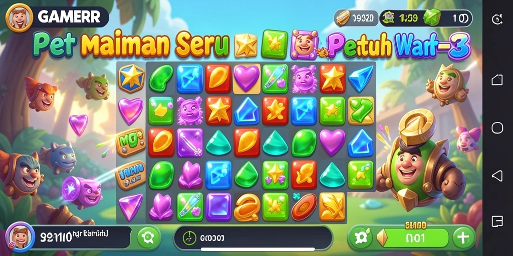 Gameplay seru Match-3 dengan grafis memikat dalam GAMERP.