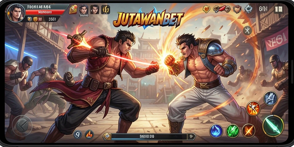 Tampilan gameplay intens dari JUTAWANBET yang penuh aksi.