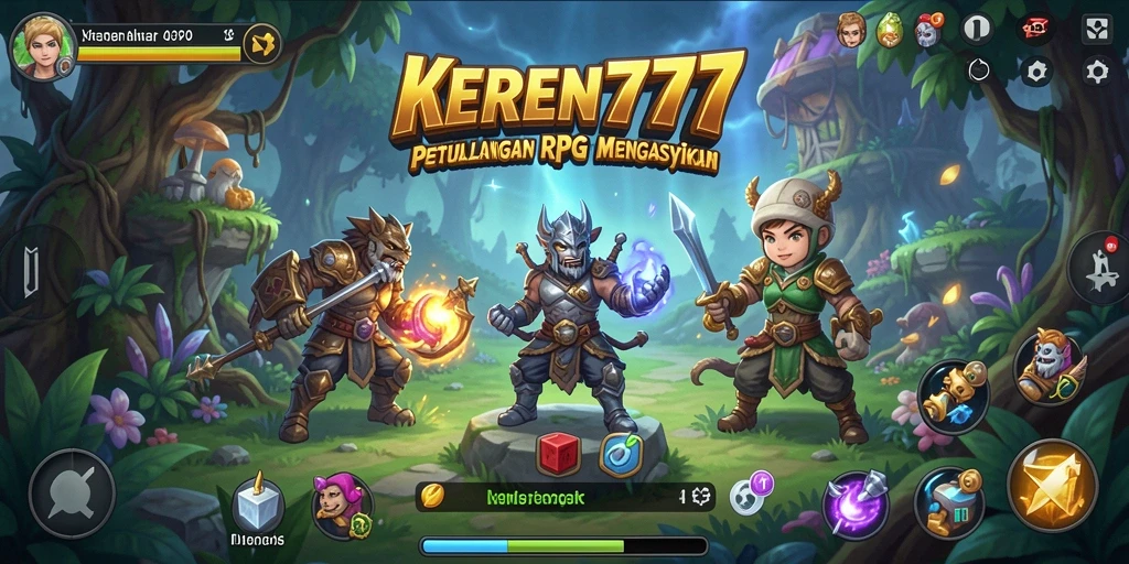 Tampilan gameplay KEREN777 dengan aksi seru dan karakter dinamis.