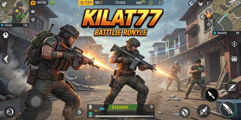 Tampilan utama KILAT77 dengan aksi pertempuran Battle Royale yang menarik.