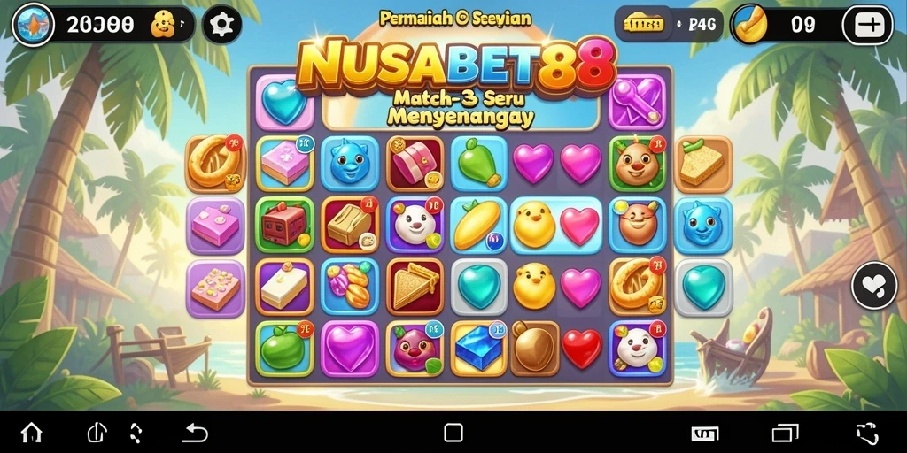 Tangkapan layar gameplay <strong>NUSABET88</strong> menampilkan aksi seru pemeran Match-3.