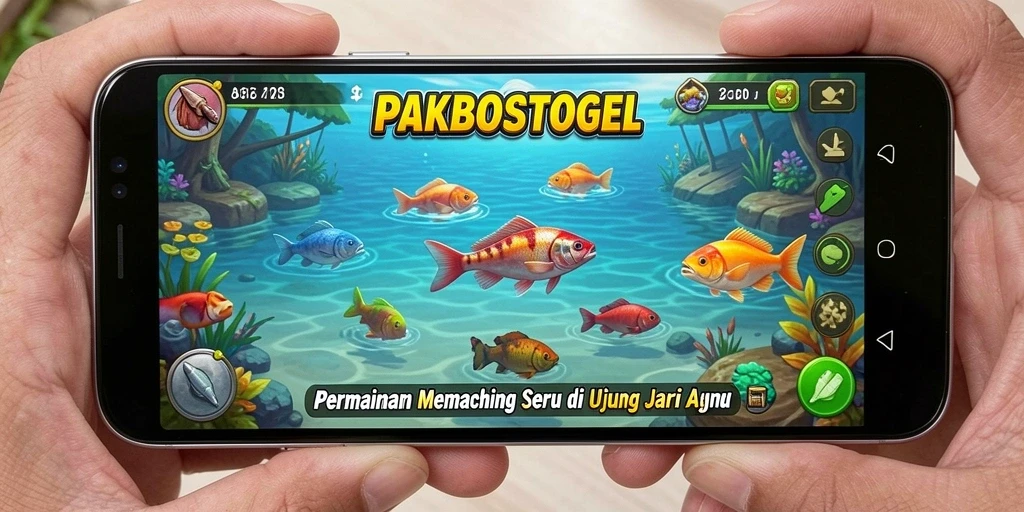 Tampilan gameplay PAKBOSTOGEL saat menangkap ikan di laut.