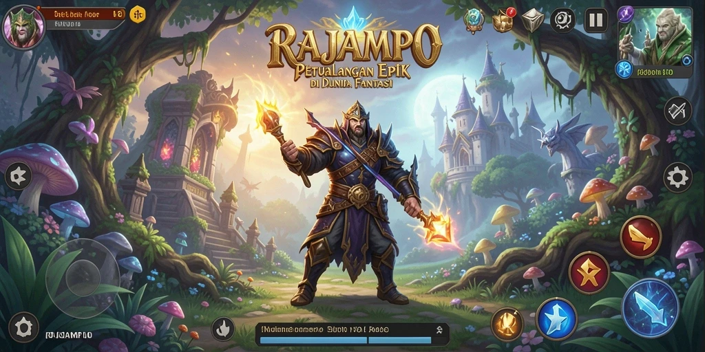 Gameplay epik RAJAMPO dengan pertempuran seru antar karakter.