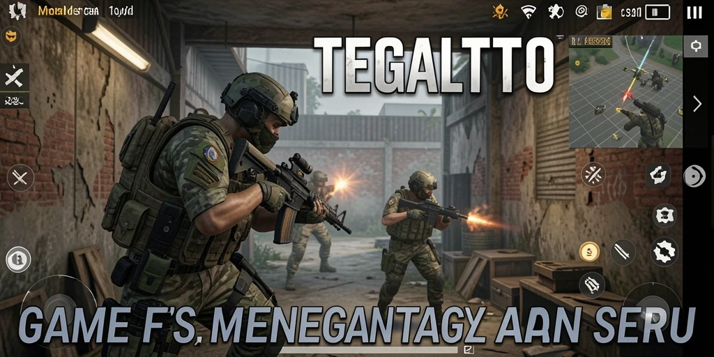 Tangkapan layar utama TEGALTOTO menampilkan aksi tembak-menembak seru dalam gameplay FPS.