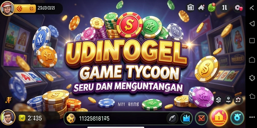 Tampilan gameplay <strong>UDINTOGEL</strong> yang menarik dan strategis saat mengelola bisnis.
