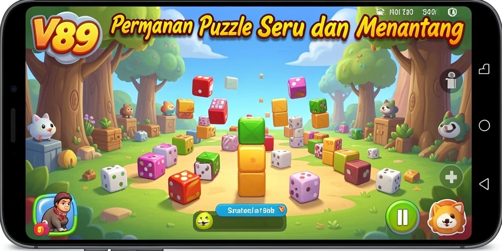 Tangkapan layar permainan V89 dengan berbagai teka-teki menarik di layar.